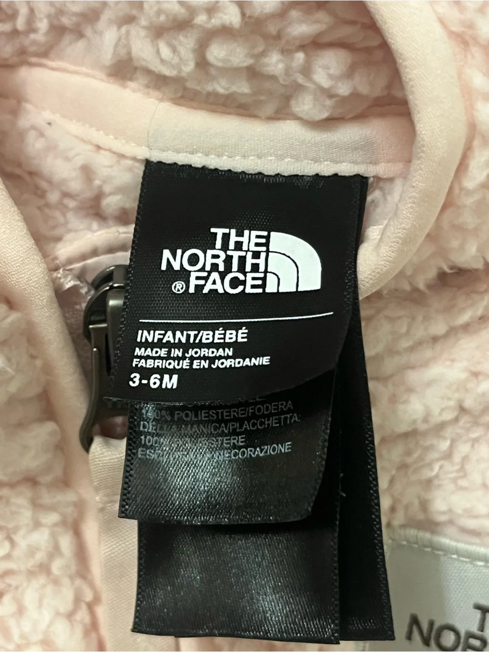 The North Face Light Pink Sherpa Infant One-Piece Hooded Footed Bunting